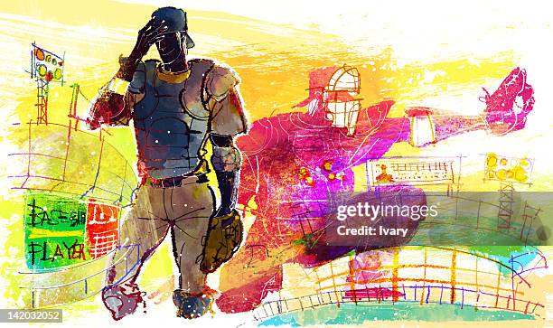 baseball player and pitcher - baseball pitcher stock illustrations