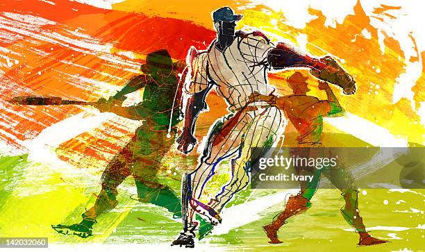 baseball player playing baseball - throwing baseball stock illustrations