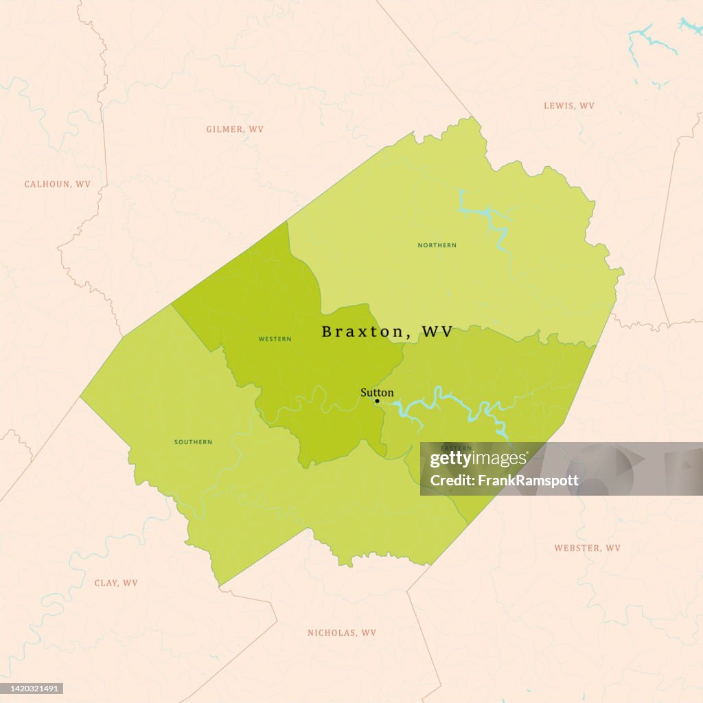 WV Braxton County Vector Map Green