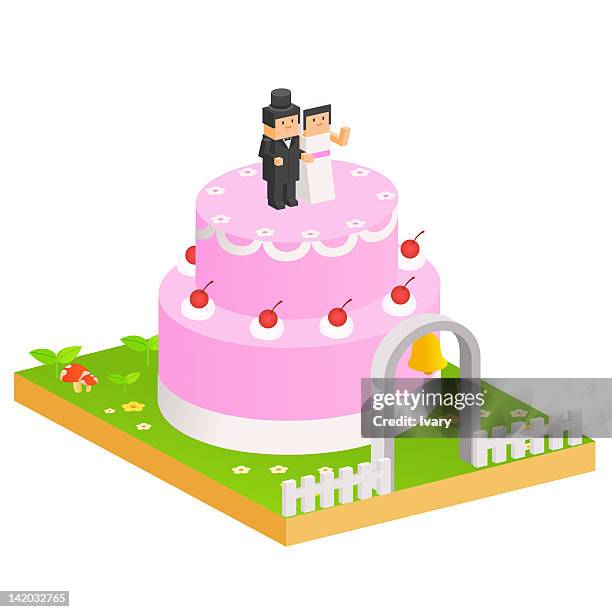 wedding cake - wedding cake on white stock illustrations