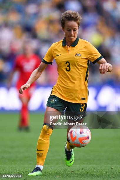 Aivi Luik of Australia in action during the International Women's Friendly match between the Australia Matildas and Canada at Suncorp Stadium on...