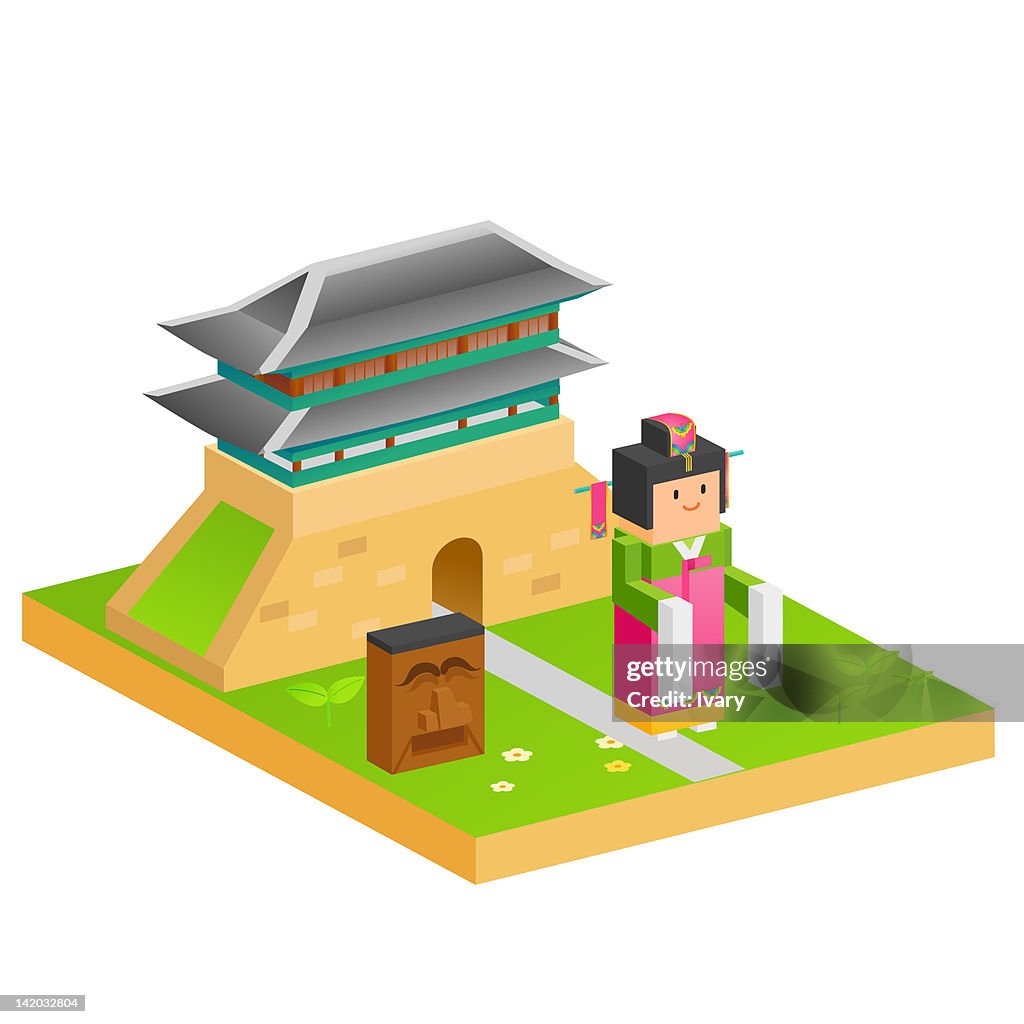 Korean Woman Poses In Traditional Hanbok Clothing