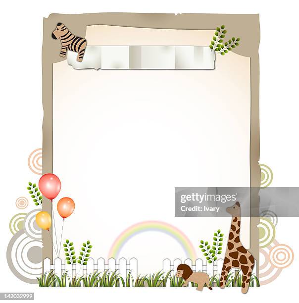 childhood card - giraffe white background stock illustrations
