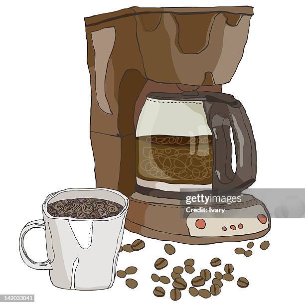 coffee maker and coffee cup - kettle isolated stock illustrations