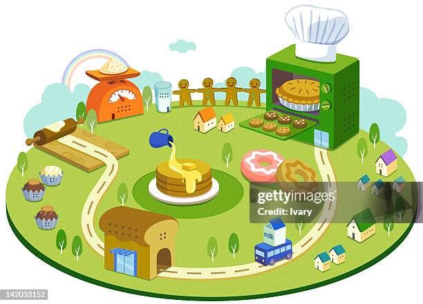 baking process - making gingerbread stock illustrations