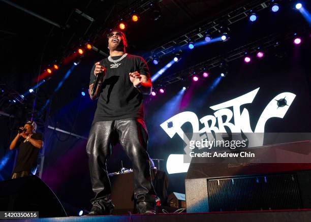 Nelly performs on stage at PNE Amphitheatre on September 02, 2022 in Vancouver, British Columbia, Canada.