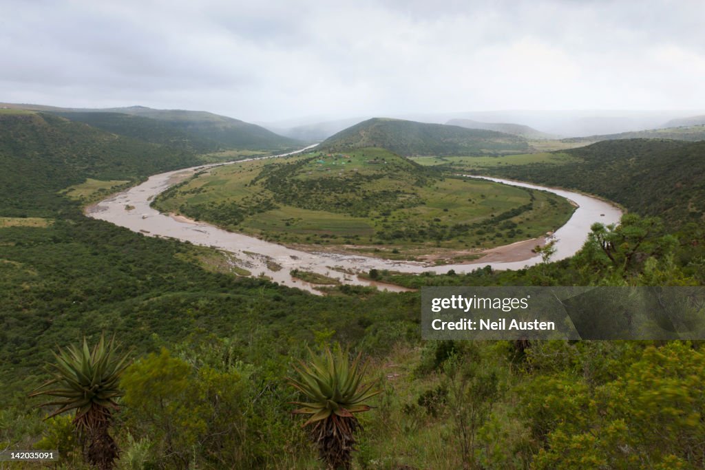 An Elevated View Of The Mbashe River On The Outskirts Of Mvezo The an-elevated-view-of-the-mbashe-river-on-the-outskirts-of-mvezo-the