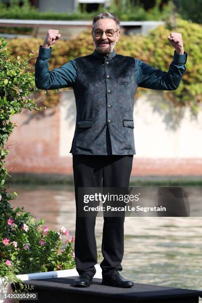 Kabir Bedi arrives at the Hotel Excelsior during the 79th Venice International Film Festival on September 03, 2022 in Venice, Italy.