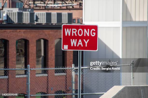 Bad Way Line 889 Wrong Way Sign Stock Photos, High-Res Pictures, and Images - Getty ...