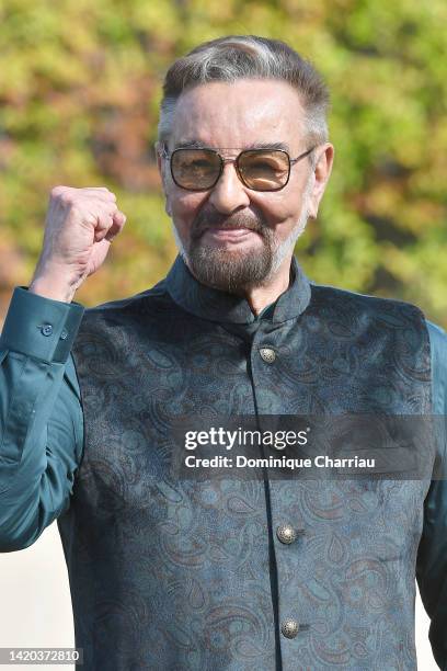 Kabir Bedi is seen arriving at the Excelsior pier during the 79th Venice International Film Festival on September 03, 2022 in Venice, Italy.