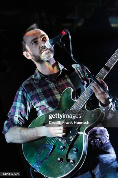 Singer James Mercer of the band The Shins performs live during a concert at the Huxleys on March 28, 2012 in Berlin, Germany.