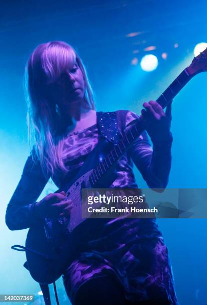 Guitarist Ina Landgreen of the band Darkness Falls performs live in support of The Shins during a concert at the Huxleys on March 28, 2012 in Berlin,...