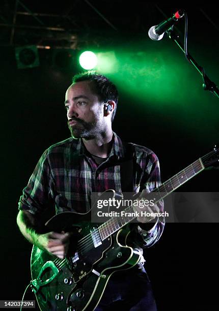 Singer James Mercer of the band The Shins performs live during a concert at the Huxleys on March 28, 2012 in Berlin, Germany.