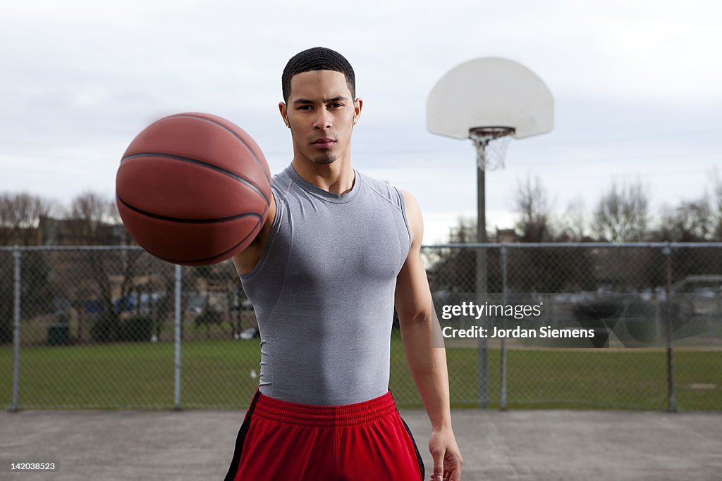 Man playing basketball.