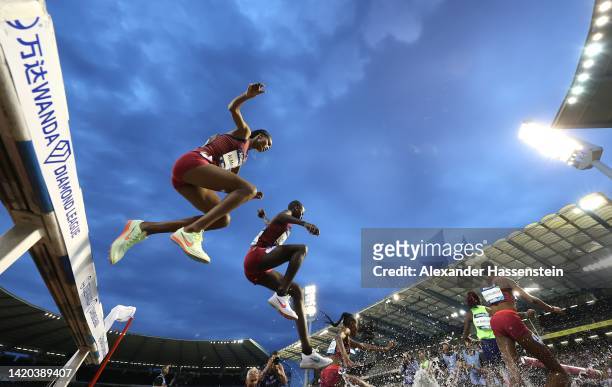 General view as athletes compete in Women's 3000m Steeplechase during the Allianz Memorial Van Damme 2022, part of the 2022 Diamond League series at...