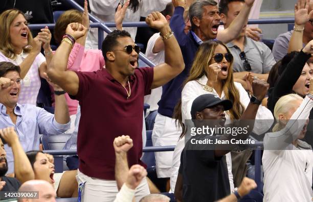 Ciara and Russell Wilson attend Serena Williams last match on Arthur Ashe stadium during Day 5 of the US Open 2022, 4th Grand Slam of the season, at...