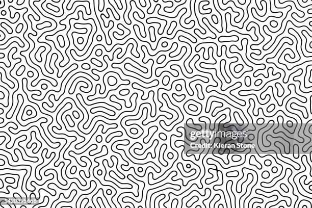 black line turing pattern - wavy lines stockfoto's en -beelden