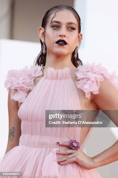 Gaia Gozzi attends the "Bones And All" red carpet at the 79th Venice International Film Festival on September 02, 2022 in Venice, Italy.