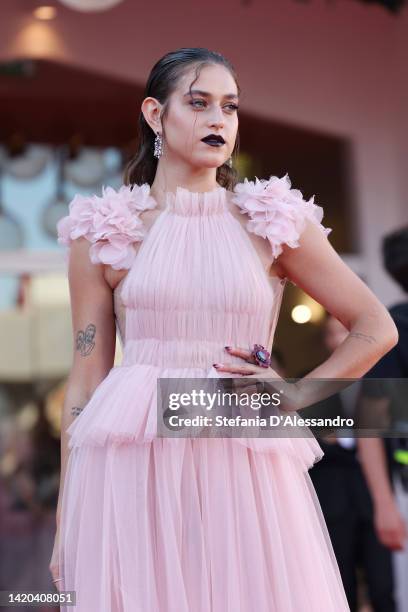 Gaia Gozzi attends the "Bones And All" red carpet at the 79th Venice International Film Festival on September 02, 2022 in Venice, Italy.