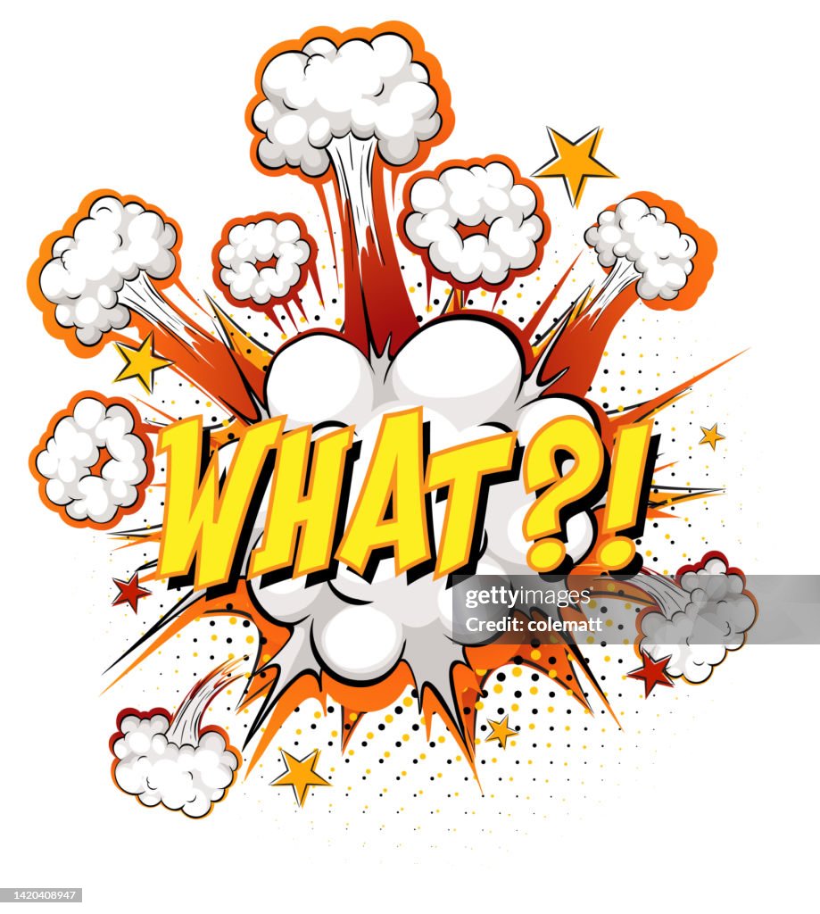 What Text On Comic Cloud Explosion Isolated On White Background High ...