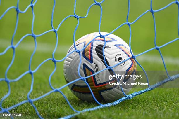 Detailed view of the Nike Flight Premier League match ball prior to the Premier League match between Everton FC and Liverpool FC at Goodison Park on...