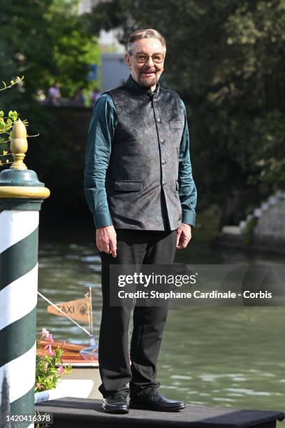 Kabir Bedi is seen arriving at the Excelsior pier during the 79th Venice International Film Festival on September 03, 2022 in Venice, Italy.