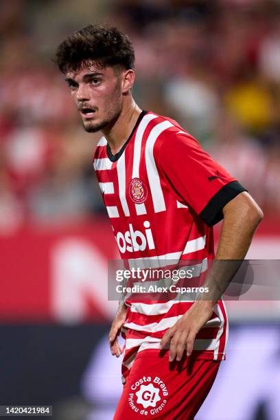 Miguel Gutierrez of Girona FC looks on during the LaLiga Santander match between Girona FC and RC Celta at Montilivi Stadium on August 26, 2022 in...