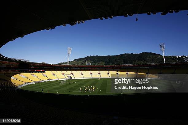 General view of Westpac Stadium during a Wellington Phoenix A-League training session at Westpac Stadium on March 29, 2012 in Wellington, New Zealand.