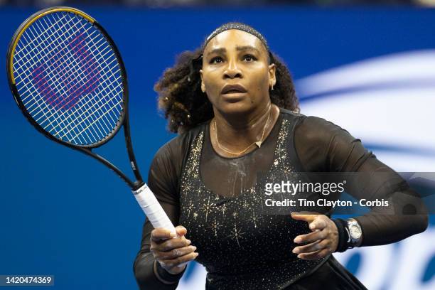 September 02: Serena Williams of the United States in action against Ajla Tomljanovic of Australia on Arthur Ashe Stadium in the Women's Singles...