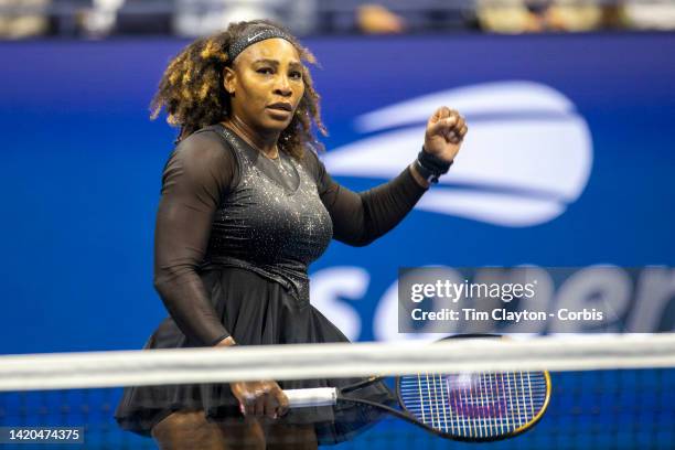 September 02: Serena Williams of the United States in action against Ajla Tomljanovic of Australia on Arthur Ashe Stadium in the Women's Singles...