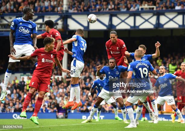Virgil van Dijk of Liverpool during the Premier League match between Everton FC and Liverpool FC at Goodison Park on September 03, 2022 in Liverpool,...