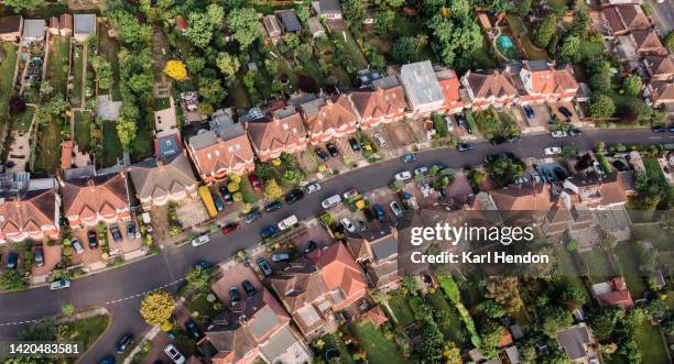 an elevated view of london houses - uk suburb stock pictures, royalty-free photos & images