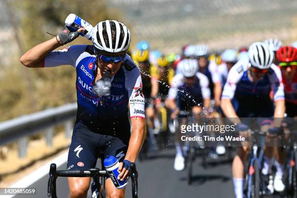 Fausto Masnada of Italy and Team Quick-Step - Alpha Vinyl cools off during the 77th Tour of Spain 2022, Stage 14 a 160,3km stage from Montoro to...