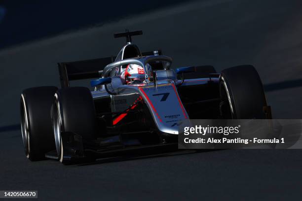 Marcus Armstrong of New Zealand and Hitech Grand Prix drives on track during the Round 12:Zandvoort Sprint race of the Formula 2 Championship at...