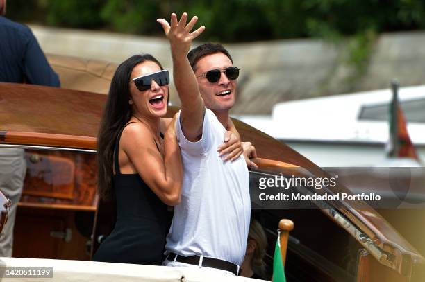 British actress and model Amy Jackson and british actor Ed Westwick at the 79 Venice International Film Festival 2022. Arrival at Lido. Venice ,...