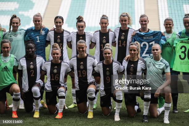 Germany Women's team photo during the 2023 FIFA Women's World Cup qualification match between Turkey Women's and Germany Women's at Timsah Arena on...