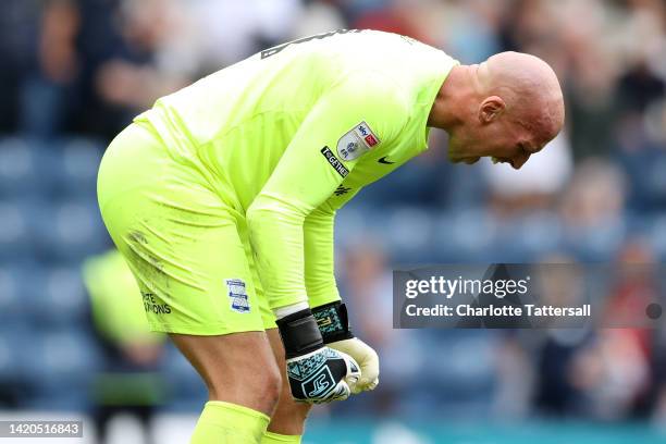 John Ruddy of Birmingham City celebrates their sides victory after the Sky Bet Championship between Preston North End and Birmingham City at Deepdale...