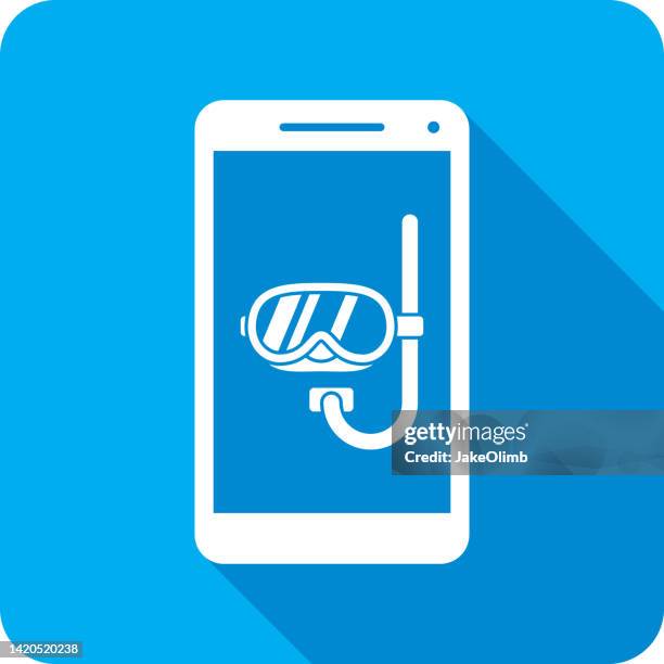 schnorchel smartphone icon silhouette - schnorchel stock-grafiken, -clipart, -cartoons und -symbole