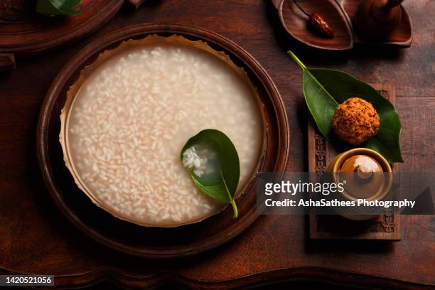 kerala rice porridge - kerala food stock-fotos und bilder