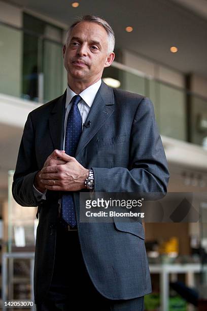 Xavier Peugeot, product director for the Peugeot SA brand, pauses during a television interview at the company's headquarters in Paris, France, on...