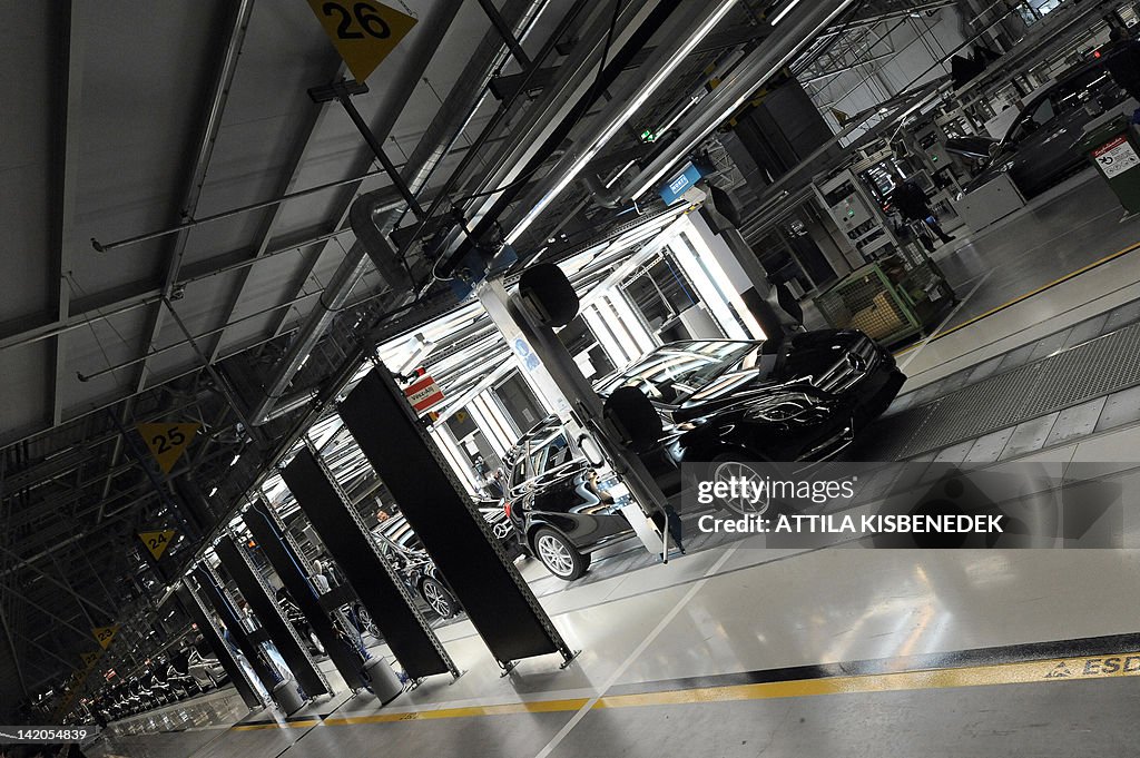 Cars are pictured in a new factory of Ge