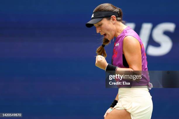 Jessica Pegula of the United States celebrates a point against Yue Yuan of China during their Women's Singles Third Round match on Day Six of the...