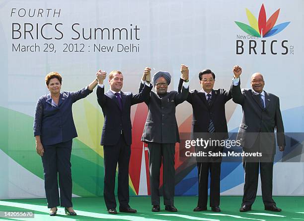 Brasil's President Dilma Rousseff, Russian President Dmitry Medvedev, Indian Prime Minister Manmohan Singh, Chinese President Hu Jintao, South Africa...