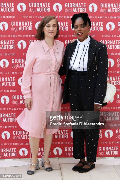 Director Carla Simón and Director Janicza Bravo attend the photocall for the Miu Miu Women's Tales at the 79th Venice International Film Festival on...
