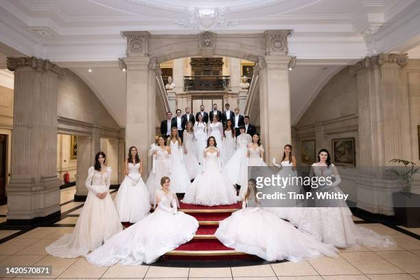 The debutantes pose for a group photo during Queen Charlotte's Ball 2022 at One Great George Street on September 03, 2022 in London, England. Queen...
