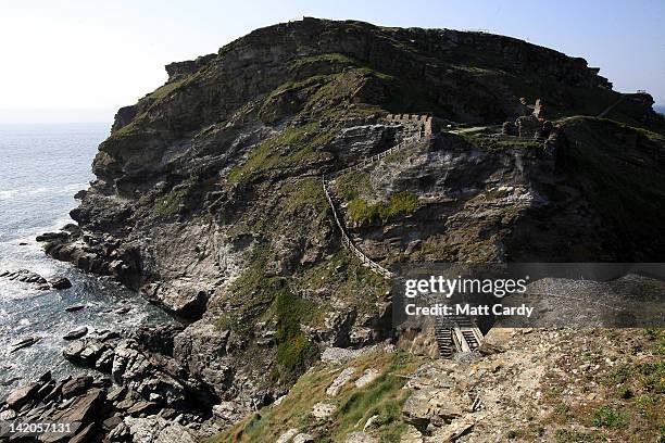 General view of Tintagel castle is seen on March 28, 2012 in Cornwall, England. With only a few months to go until the opening ceremony of the London...