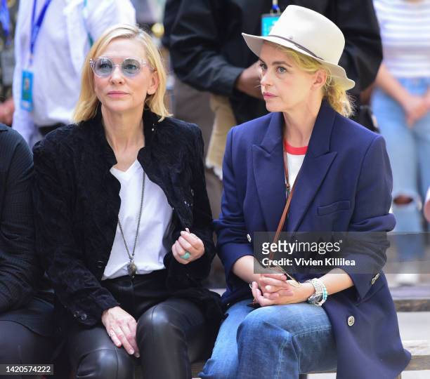 Cate Blanchett and Nina Hoss attend the Telluride Film Festival on September 03, 2022 in Telluride, Colorado.