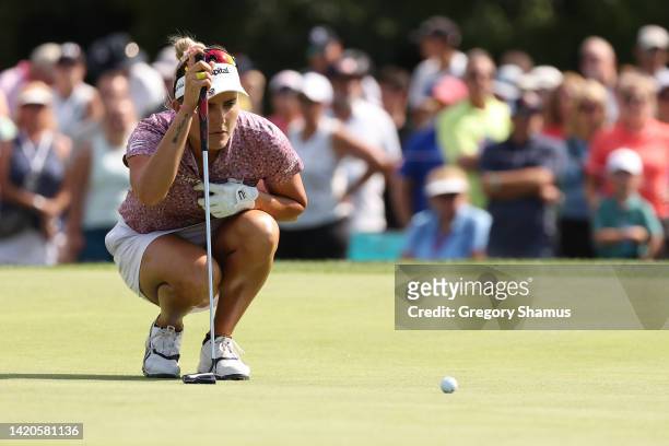 Lexi Thompson reads a putt on the 18th green during the third round of the Dana Open presented by Marathon at Highland Meadows Golf Club on September...