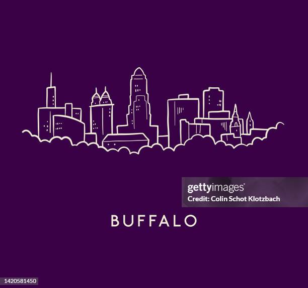 bildbanksillustrationer, clip art samt tecknat material och ikoner med buffalo skyline sketch - buffalo new york