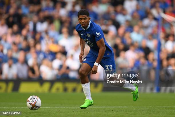 Wesley Fofana of Chelsea in action during the Premier League match between Chelsea FC and West Ham United at Stamford Bridge on September 03, 2022 in...